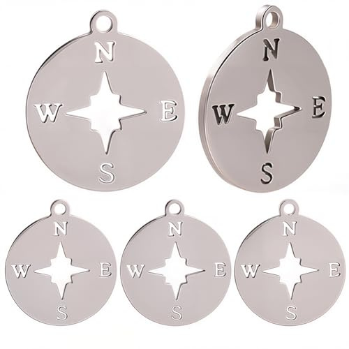 Beebeecraft 1 Box 16 Stück Kompass Anhänger Aus Edelstahl 0.67x0.61.4cm Klein Flach Rund Hohl Anker Meer Silber Nautische Anhänger Zur Schmuckherstellung Ohrringe Armbänder Halsketten Basteln