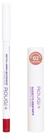 Rougj Full Color Lippenstift + Lipliner Waterproof – langanhaltender lippenstift Nude Beige & wasserfester lippenstift Nude Rose mit cremiger Textur für definierte lippen