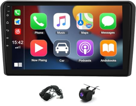Slakerbe Android 15 Car Stereo for Audi A3 S3 2003-2012, 4G+64G 9 Double Din Car Radio Upgrade Head Unit with Wireless Carplay Android Auto GPS WiFi SWC FM USB Mic Backup Camera