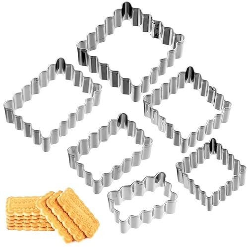 Lot de 6 emporte-pièces rectangulaires et ondulés - En acier inoxydable - Pour biscuits et pâtisseries - Polyvalents - Pour Noël et fondant
