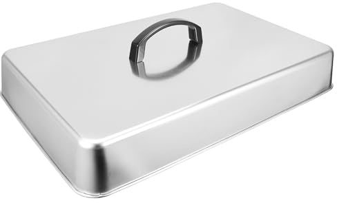 SHINYPASING Tapa Rectangular de Acero Inoxidable para Plancha Acero Inoxidable Barbacoa, Fundir Queso y Cocinar en Flat Top Bbq E Interior, Resistente al Calor