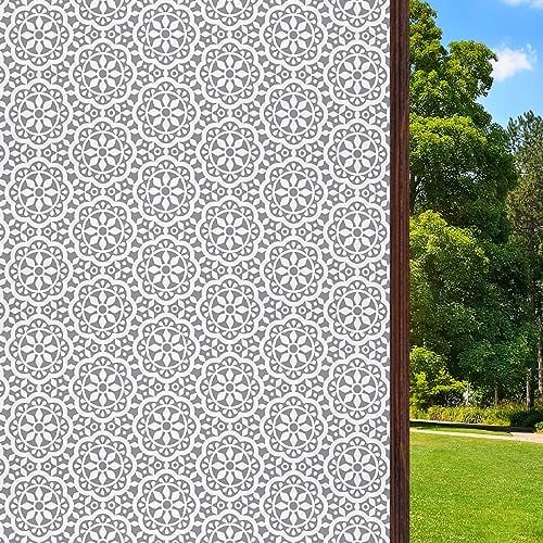 Concus-T Fensterfolie Glasdekorfolie Privatsphäre Folie für Fenster statische Ohne Kleber Sichtschutzfolie Design Blume 45x200cm