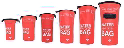 DonDon Dry Bag wasserdichte Tasche 2l, 5l, 10l, 15l, 20l, 30l Pack-Sack Beutel mit Schultergurt - rot 5 Liter