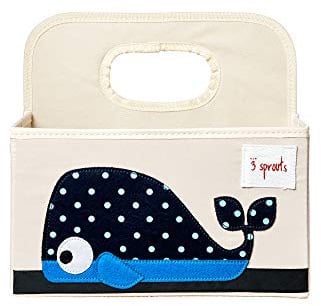 3 Sprouts - Wickeltasche Organizer - Baby Windel Caddy für Wickelutensilien - Wickelkorb & Wickelorganizer für Wickeltisch - Praktischer Wickelcaddy - Windel Organizer Korb - Wal