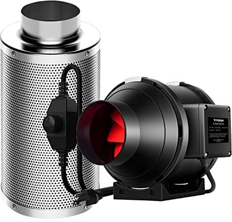 VIVOSUN Ventilation Kit 4 Inch 190 CFM Inline Duct Fan with 4x 12 Carbon Filter Odor Control System with Australia Virgin Charcoal for Grow Tent Ventilation