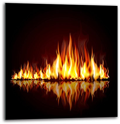 decorwelt Küchenrückwand Spritzschutz aus Glas 60x60 cm Wandschutz Herd Spüle Küchenspritzschutz Fliesenschutz Fliesenspiegel Küche Dekoglas Flammen Gelb-Schwarz