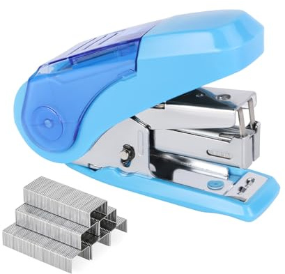 Eagle Reduced Effort Mini Stapler, Maximum 20 Sheets Capacity, with 1000 Staples, 50% Less Effort, Built-in Staple Remover and Staples Storage (Blue)