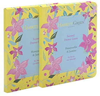 Hassett Green London - Honeysuckle & Jasmine Scented Drawer Liners - Two Pack of 6 Sheets size 600 x 400 mm (Twin Pack)