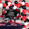 JOYMEMO Red Black and Silver Party Decorations for Women Birthday Party Supplies Red Black and Silver Balloon Garland Silver Glitter Happy Birthday Backdrop High Heels Champagne Glass Background