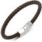 COOLSTEELANDBEYOND Unisex Dünn Leder Armband für Herren Damen, Braun Geflochtenes Leder Armreif Schweißband mit Edelstahl Magnetverschluss
