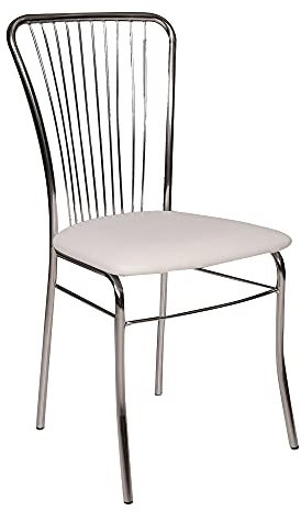 Dmora Moderner Stuhl aus Kunstleder, für Esszimmer, Küche oder Wohnzimmer, cm 54x45h93, weiße Farbe