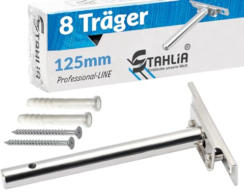 Stahlia Tablarträger unsichtbar Regalbodenträger 12,5cm Metall (8 Stück) verdeckte Regalhalterung Regalbrett Halterung Wandhalterung Regal Wandregal schwebend