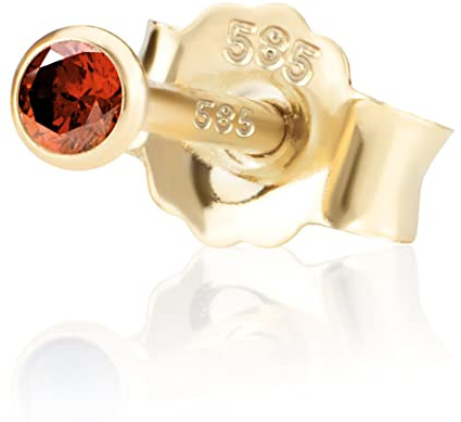 NKlaus Einzel 2,5mm 585 Gelb Gold 14 K Ohrstecker Drittohrstecker, Ersatzohrstecker Einzelohrstecker Zirkon Butterfly Verschluss Damen Mädchen