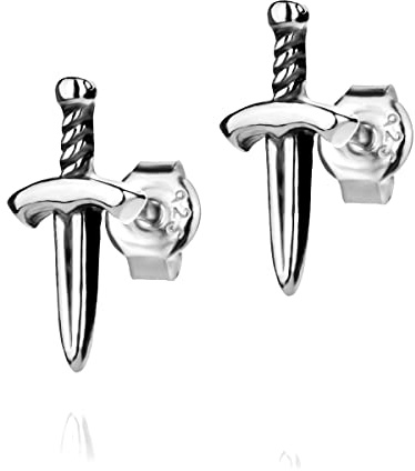 Silverzone77 Schwert Dolch Ohrringe Sterling Silber 925 Paar Ohrstecker Minimalistisch Schmuck