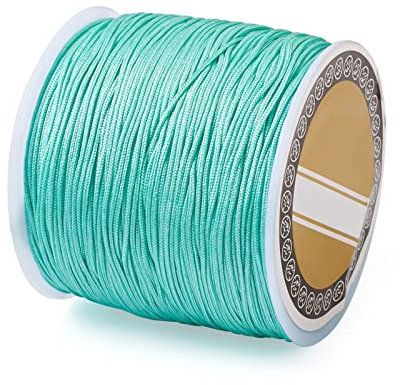 Cheriswelry Cordon en nylon tressé soyeux pour enfilage de perles, nœud chinois, fil en nylon pour macramé bracelet, collier, fabrication de bijoux, aigue-marine 100 m