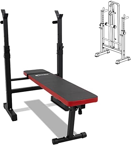 Gewichtsbank mit Ständer, Hantelbank, faltbar, verstellbar, multifunktional, Rack Weight Bench zum Gewichtheben