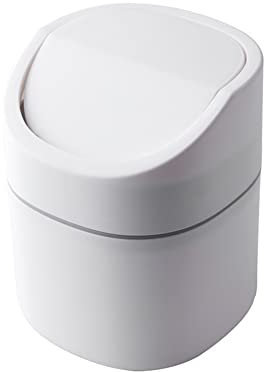 croselyu Mini Desktop Mülleimer mit Deckel Sanitär Eimer schälen Melone Samen Shell Müll Mülleimer Auto Mülleimer,1 Stück(Weiß)