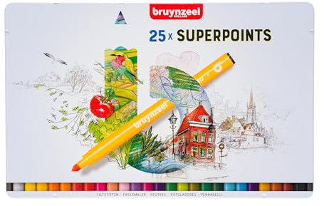 Bruynzeel Super Point Fasermaler 25er-Marker-Set | Stifte zum Zeichnen, für Malbücher für Erwachsene, Bullet Journals