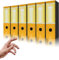 LogicaShop UBOX Raccoglitori ad Anelli A4 Grandi con Custodia, Faldoni Archivio, Classificatori Documenti Dossier Ufficio, Dox Registratore a Leva Raccoglitore (6Pz Commerciale, Giallo, Dorso 8)