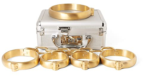 ROLOL Schwere Edelstahl Goldene Fesseln Set Kit Handschellen Knöchel Manschette SM Restraint Für Paare -Handschellen (Color : Male)