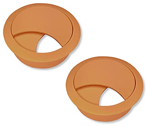 cyclingcolors 2X Passe câble Bureau Table Fil diamètre 68mm encastrable Cordon Prise Ordinateur écran Accessoire ameublement (Marron Clair)