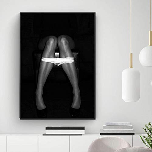 QITEX Tableau Decoration Murale Salon 30x40cm Tableau Sur toile peinture Fille Jambe Poster Noir et Blanc Femmes toile peinture Imprimer Murale Art Tableau Toilettes Salle de bain Toilettes Décor