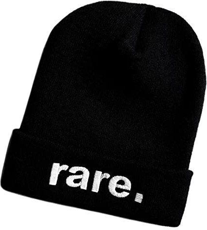 Schnoschi dunkelgraue Mütze/Strickmütze mit Rare Spruch Bestickt für Damen, Herren, Jugendliche und Kinder, Beanie Wollmütze Hip Hop Wintermütze Rollmütze Streetwear Unisex OneSize