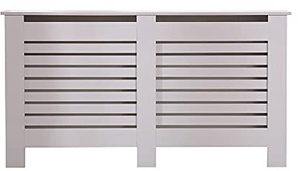 ALPHA Modern High Gloss Grey Radiator Cover Cabinet with Slat Style Decoration Cabinet Display Tables for Living Room 4 Size, S/M/L/XL (Large - W151.5XD19XH82 cm)