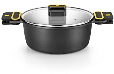 BRA Daily Pro Cacerola alta 24 cm aluminio fundido, antiadherente sin PFOA, apta para todo tipo de cocinas e inducción