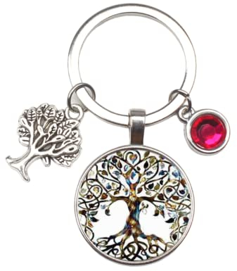 Schlüsselanhänger Baum des Lebens für Damen und Herren,Schlüsselanhänger Baum des Lebens aus Metall und rosa Ergänzung,für Yoga-Liebhaber oder Baum des Lebens,Unisex Schlüsselanhänger, silber, XL