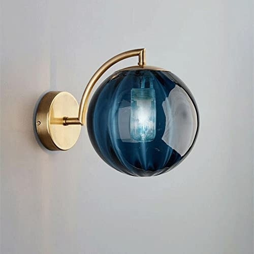 LWOMAN Applique Murale postmoderne avec Abat-Jour en Verre Boule Appliques murales Nordiques Éclairage for Salon, Cuisine, Couloir, intérieur (Color : Blue Glass)