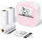ASprink Mini Pocket Printer mit 3 Papierrollen, T02 Mini Drucker, Sticker Drucker, Mini Aufkleberdrucker, Thermodrucker, Mini Bluetooth Drucker, Inkeless Drucker für Notizen, Memos, Zeitschriften, DIY