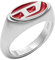 Diesel Herrenring, rotes Emaille und Edelstahl Signet Ring