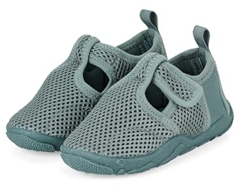 Sterntaler Badeschuhe Uni – Unisex Baby Aquaschuhe knöchelhoch mit Klettverschluss – Strukturierte Sohle – Atmungsaktives Mesh – Kinder Wasserschuhe - Bademode - Farbe mattgrün, Größe 22