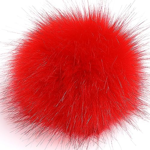 SYSUII 10 Stück 8cm Kunstfell Pompon Fellbommel Pompon Bommel für Mützen Beanies Fellbommel Fellpompon Künstlicher Haarball für Tasche Anhängern Schlüsselanhänger Dekoration Bekleidung Zubehör -Rot