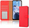 iCatchy for Motorola Moto E22 Case, Leather Wallet Book Flip Folio Stand View Magnetic Protect RFID Blocking Cover compatible with Motorola E22 Phone (Red)