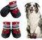 Muecleao Hundeschuhe Pfotenschutz, 4 Stück Wasserdicht Anti-Rutsch Hundestiefel mit Rutschfester Sohle und reflektierendem Klettverschluss, Schuhe für kleine, Mittlere und Große Hunde (Rot, XL)
