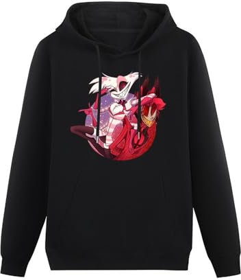Besiege Hazbin Hotel Angel Dust and Alastor Hoodies Pullover Hoody Black Sweatershirt L