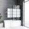 Duschwand für Badewanne faltbar 3 teilig 140 x 140 cm Gestreift Badewannenfaltwand Duschtrennwand 6mm Nano Glas Duschabtrennung Badewanne,Schwarz