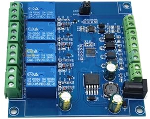 7–24 V Modbus-Rtu 1/2/4/8-Kanal-Relaismodul-Schalter Modbus RTU RS485/TTL-Kommunikationseingang und -ausgang mit Verpolungsschutz (Size : 4 channel)