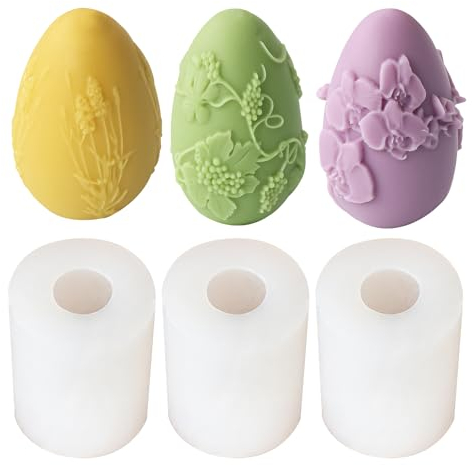 Ostereier Silikonform Kerze,Silikonform Ei Kerzen Silikonform mit Kerzendochte Gießform Ostern Eier Kerzenformen Kerze, handgefertigte Seifenherstellung, Wachsschmelzformen, DIY (Drei Stile)