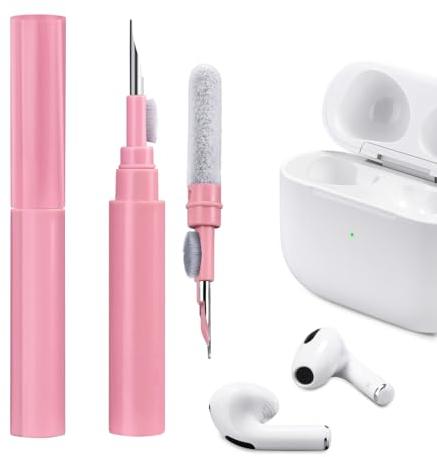 ICARER Clean Kit für AirPods Pro 3 2025 AirPods Pro 2/Pro AirPods 2/3/4, 3 in 1 Multifunktions Kopfhörer Reinigungsset Werkzeug Weiche Bürste Beflockungsschwamm für AirPods iPhone Kamera Tastatur-Rosa