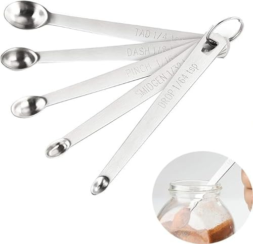 5PCS Mini Measuring Spoons Set, Stainless Steel Measurement Seasoning Tools, Tablespoon Measuring Spoon for Liquid，Seasoning, Solid, Kitchen Baking