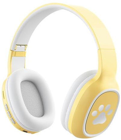 Quick Charging Headphones Talk Time Foldable Wireless with Active Noise Cancelling Hifi Sound Memory Card Support Bluetooth Compatibility Perfect for Yellow