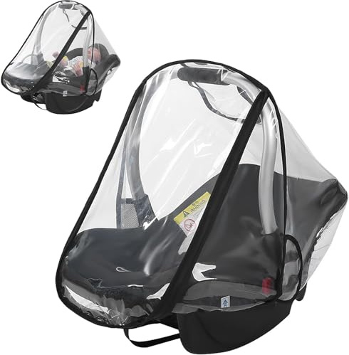 Universal-Regenschutz für Autositz, Regenschutz, kompatibel mit Cosy Baby, Cybex, Maxi Cosi, Regenschutz, EVA, transparent, wasserdicht, Schutz für Regen und Wind, für Babywanne mit Netzen zur