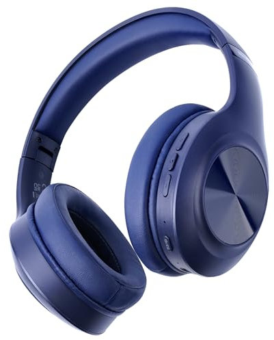 Siindoo JH-923 Wireless Headphones Over Ear, 65H Playtime, 3EQ Sound Modes, Hi-Res Audio with Deep Bass Microphone,Foldable Lightweight Bluetooth Headphones for Travel/Office/Cellphone/PC (Blue)