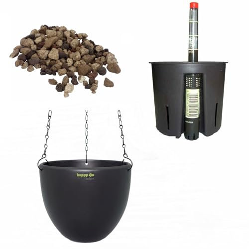 happy nature Set 4-teilig Keramik Blumenampel Venus 13/12 anthrazit LZ Erdkultur Ø 17.5 cm H 15 cm