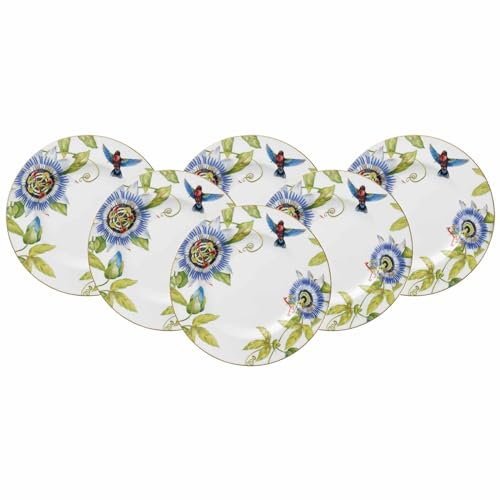 Villeroy & Boch Amazonia Anmut Speiseteller ø 27,7 cm, 6er Set, Premium Bone Porzellan, Bunt