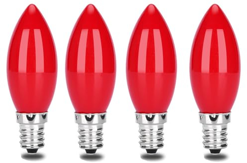 YNiuniunny 4 Stück E14 1W 220V Rote Kerze Glühbirne Lampe Tempel Dekoratives Licht LED Kerze Glühbirne Home Decor