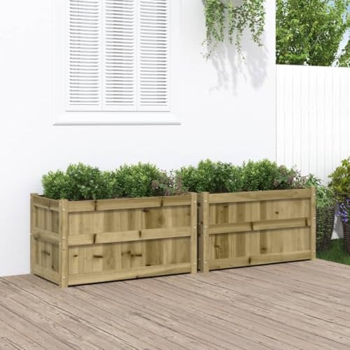 Tino Tech Fioriera 90 x 50 x 50 cm, in legno di pino, aiuola per piante, per balcone, fioriera, giardino, balcone, fioriera, aiuola per la coltivazione di verdure, colore marrone